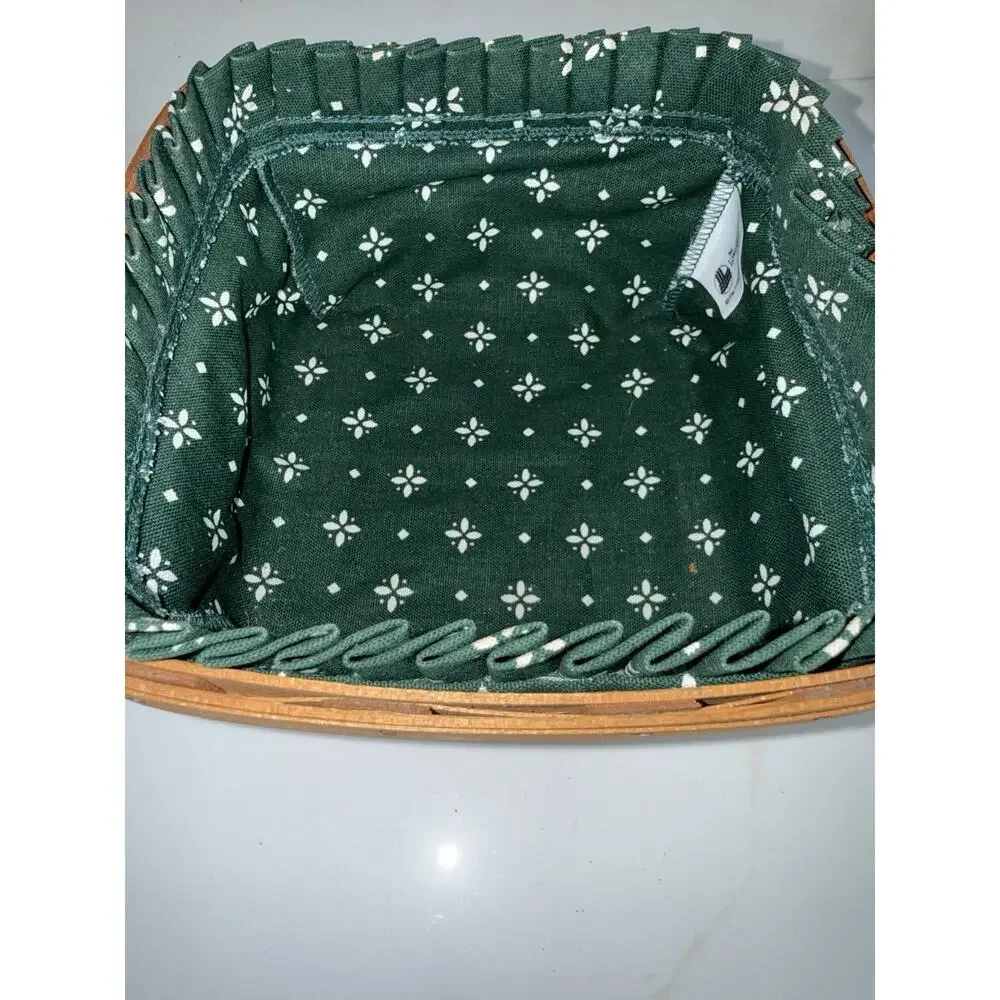 Longaberger 1994 Biscuits Basket Evergreen Cloth Liner No Plastic Liner 7x7”